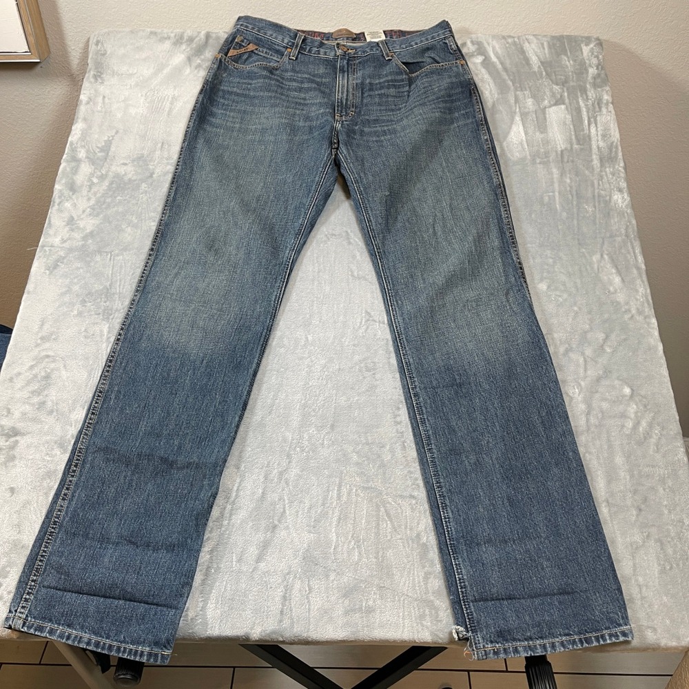 Ariat M3 Athletic Straight Leg Jeans Mens 36x38 Medium Wash Blue Denim